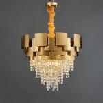Titanium Gold Glass Chandelier Crystals Luxury Pendant Lights 6m2 To 25m2