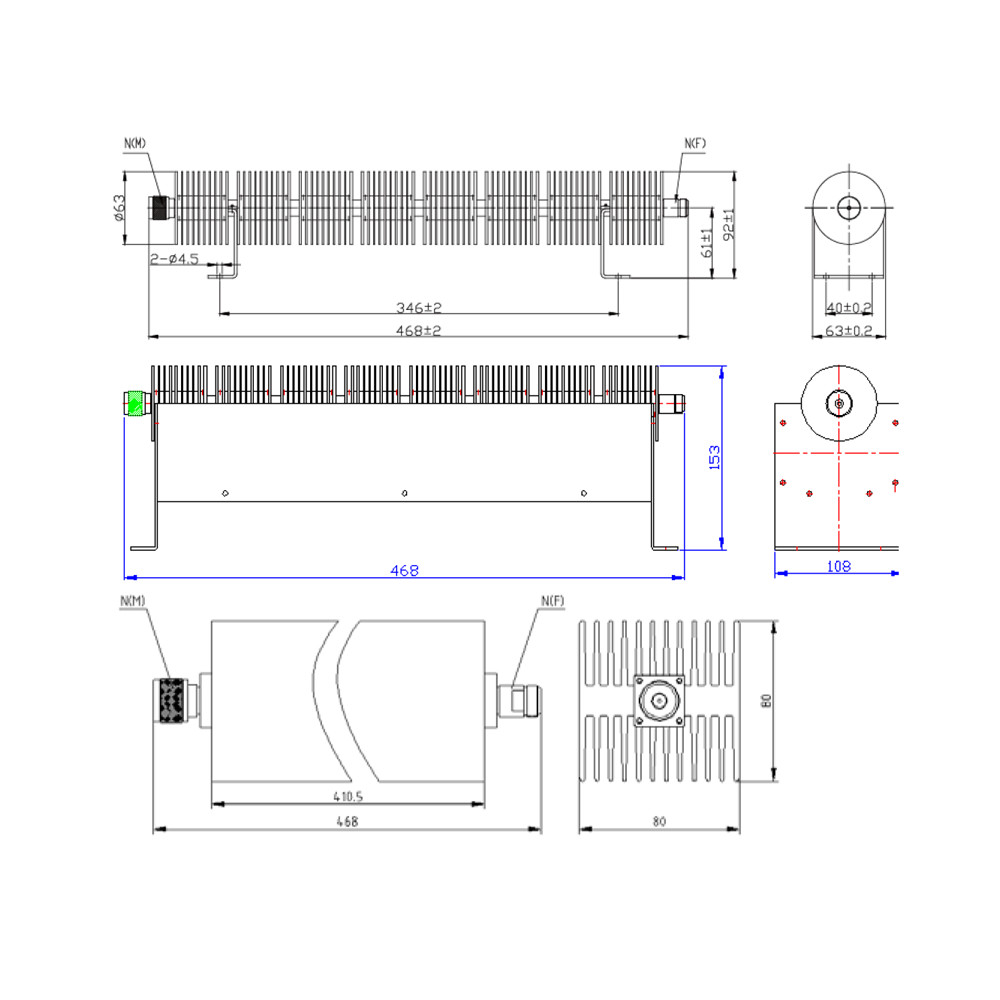 300 W Coaxial Fixed Attenuators Fixed RF Attenuator DC-18 GHz Connector N