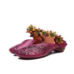 S004 2020 spring and summer new leather hollow flower velcro women's shoes round