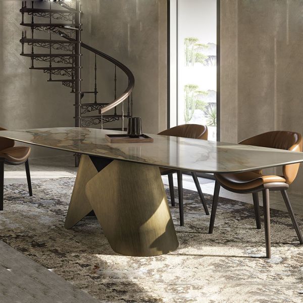 Italian Ceramic Marble Top Dining Table Black Marble Dining Table Gold Legs