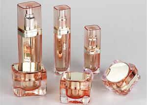 Orange Transparent Metallic Plastic Cosmetic Bottles Height 111mm