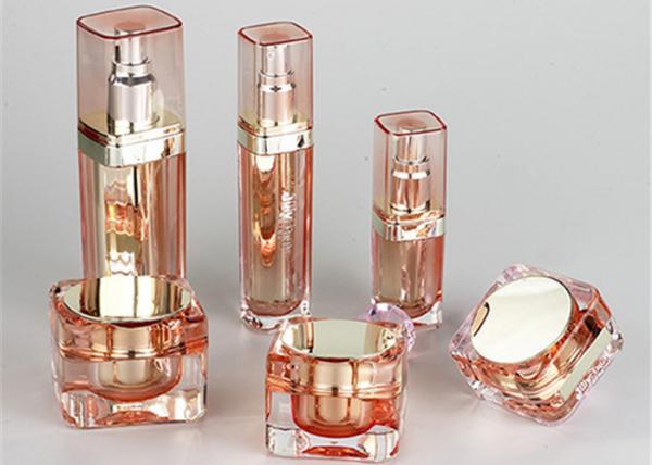 Quality Orange Transparent Metallic Plastic Cosmetic Bottles Height 111mm for sale