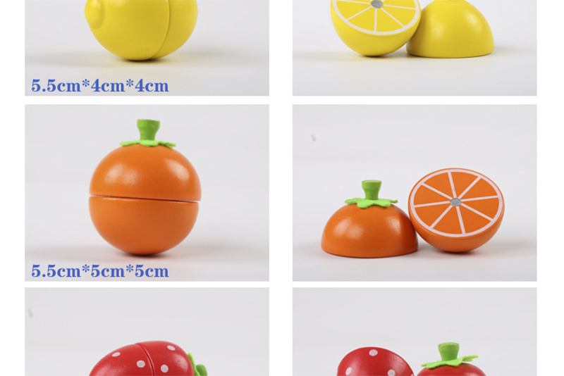 Colored 19cm Wooden Fruit Cutting Set Toy Kid Education