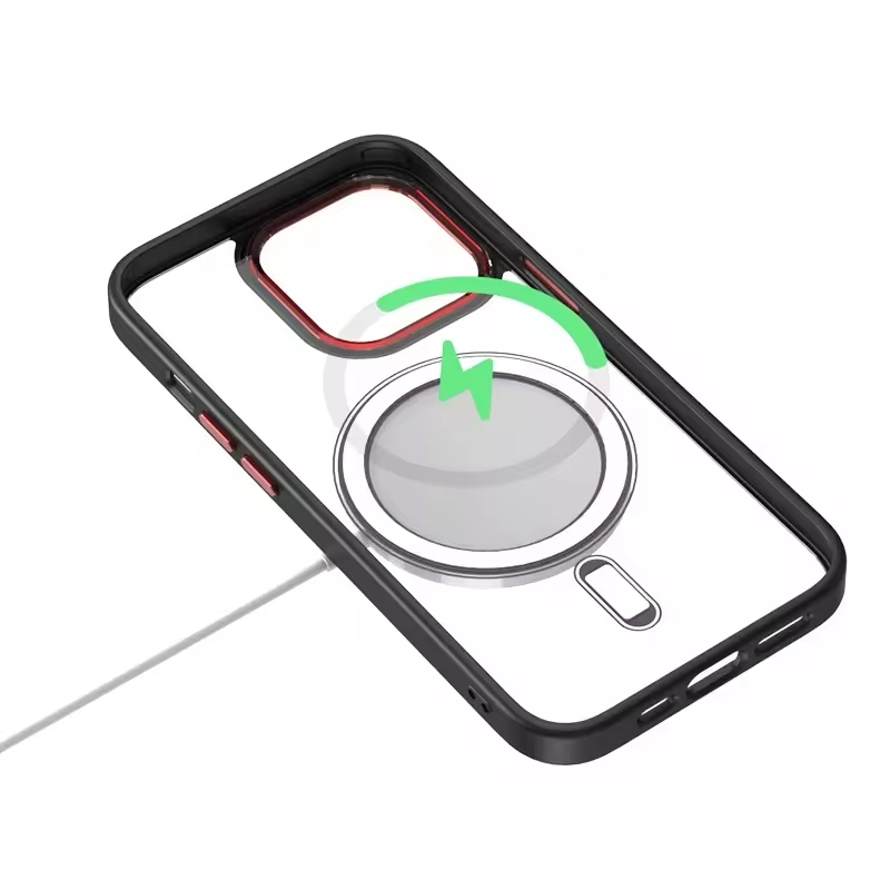 Metal Lens Camera Full Protective Transparent Clear Cases Magnetic Hard Back Cover Mobile Phone Case For Iphone 13 14 15 Pro Max