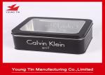 Black Gift Printed Tin Containers 0.23mm Rectangle Metal Watch Packaging Clear