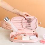 Customized New Arrival Luxury Portable Pu Large White Leather Travel Toiletry
