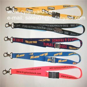 China Printed polyester lanyard with safety breakaway buckle, wholesale