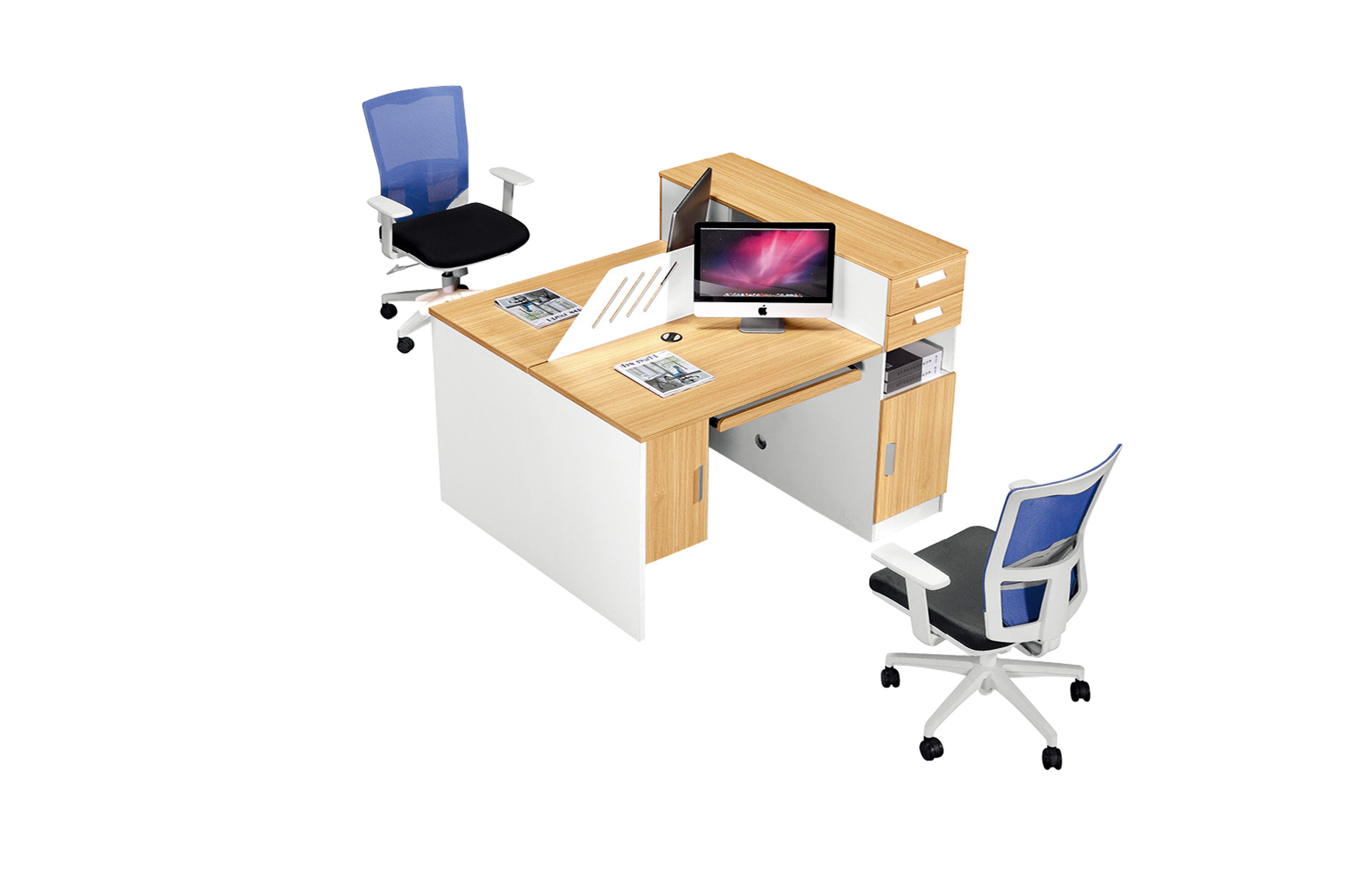 2 Person Staff Modern Office Cubicles , Office Workstation Desk Rectangular Shape