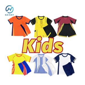 China Breathable Kids Soccer Jerseys Quick Dry Fabric Weight 145gsm wholesale