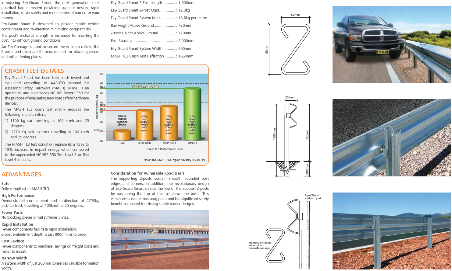 Highway Guardrail AASHTO M-180 Z Shape Posts with Durable Stainless Steel Material