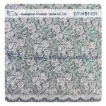 Green Double Color Matalic Embroidered Lace Fabric / Dressmaking Fabric