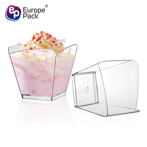 Wholesale mini disposable pudding jelly ps tasting cup plastic mousse square