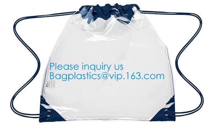 OEM Design Promotion PVC Drawstring GYM Bag,Clear PVC Drawstring Bag With Gold String Promotional Reflective Plastic PVC