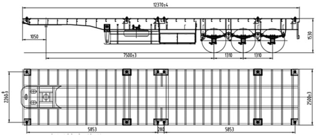 30 Ton Skeleton Semi Trailer 20Ft 40Ft Tipping Skel Trailer