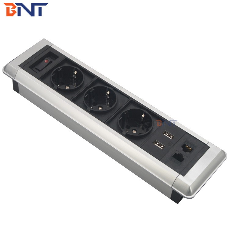 4 port under desk mounted power board socket with usb charging & data