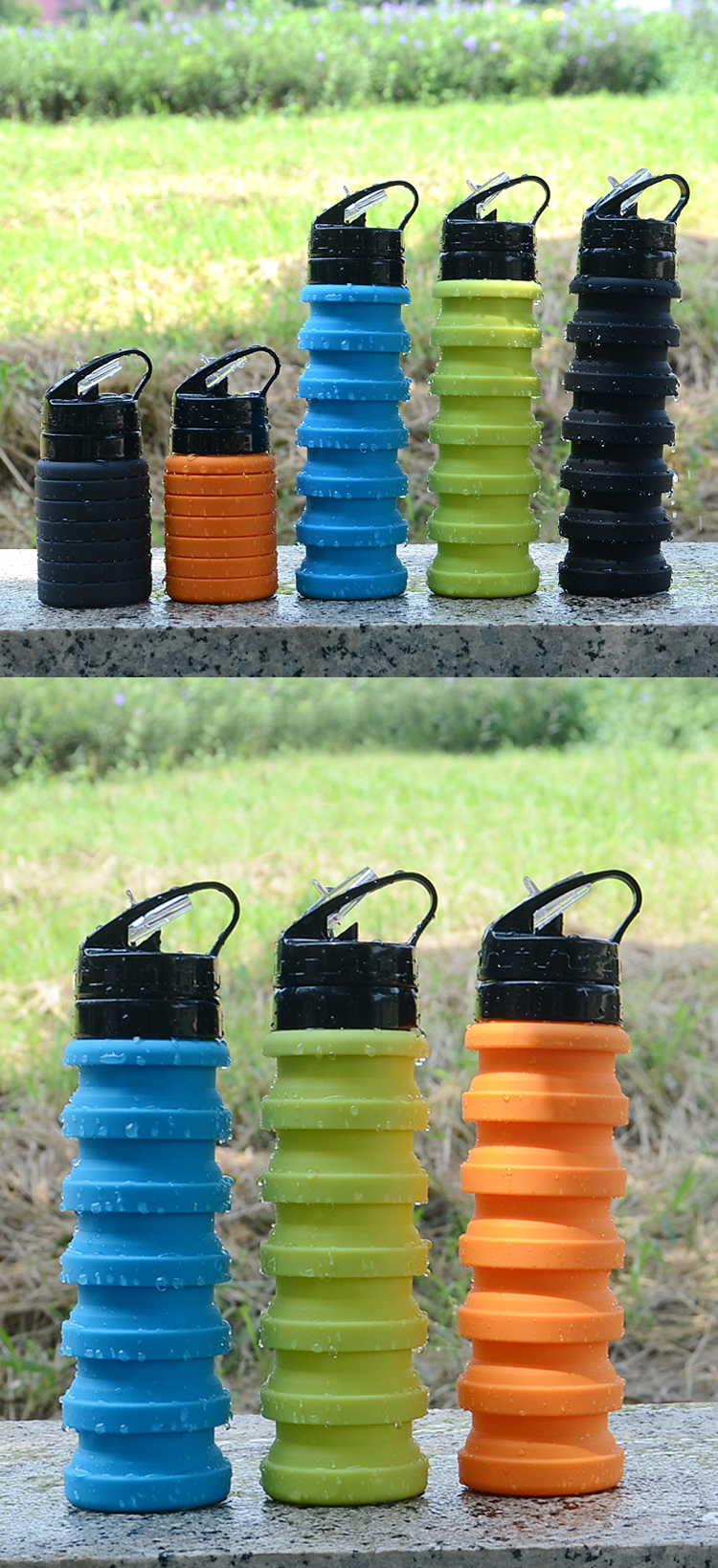 550ML Sample Free Private Label Collapsible Silicone Water Bottle