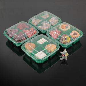 China Green Square Pastry Tray Disposable Plastic Dessert Containers wholesale