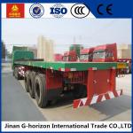 13T Fuwa Axle 40 ton Flat Bed Semi Trailer , Container Semi Trailer Yellow Red