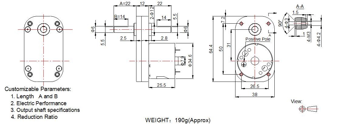 38GF3525 Brush Type DC Motor / Low Noise Mini Motor Gearbox For Valve