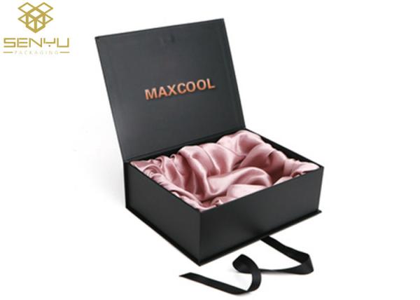 Black Thick Christmas Recycled Cardboard Gift Boxes With Lids Hair Extension