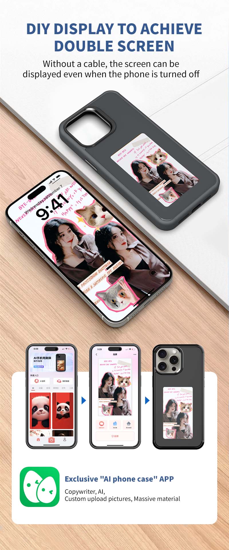 E-Ink NFC Mobile Phone Protective Screen Cover For IPhone 13 14 15 Pro Max Anti Drop