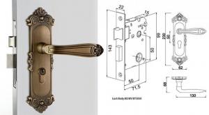 China High Hardness Room Mortise Door Lock Antique Bronze Zinc Alloy Entracne Handle Lock wholesale