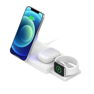 China Magnetic 3 In 1 Qi Wireless Charger , Wireless Charging Base For Iphone 9V wholesale