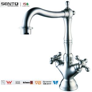 China Classic design Dual lever sink mixer stainless steel faucet kitchen wholesale