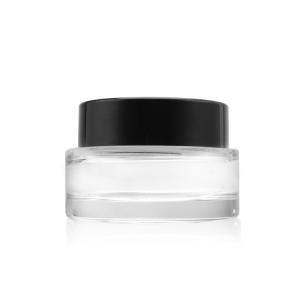 China Cosmetics Packaging Flat Round Face Cream Jar Clear Glass Cream Jar 50g 30g wholesale