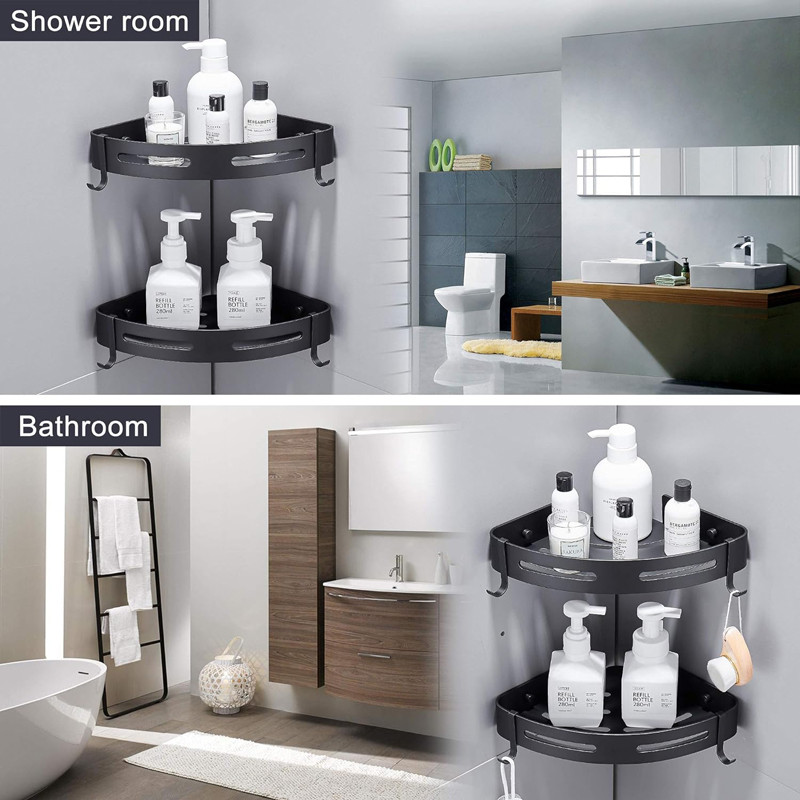 Aluminum Storage Wall Mounted No Drilling Racks Shower Organizer Basket