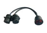 Overmolded J1939 Y Cable Type 1 Female To Male Connector DC300V 5M ohm/10ms