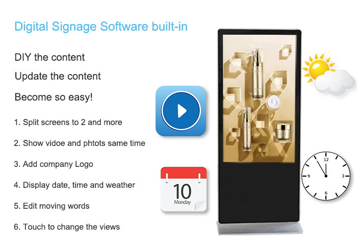 Commercial RAM 2GB free Standing Lcd Advertising Player