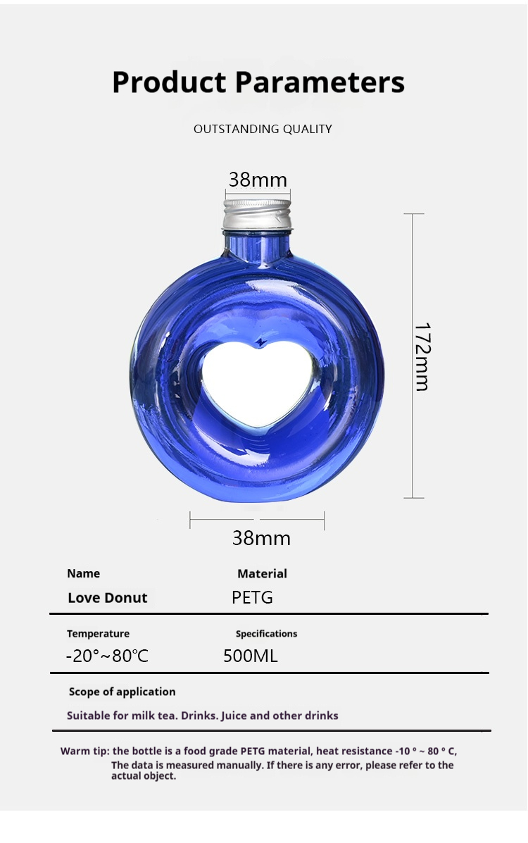 Circular Ring-shaped Creativity Bracelet Beverage Plastic PETG Bottle Leakproof Travel Round Drinking Bottle