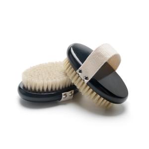 China Eco Friendly Bath Shower Brush Beech Wood Oval Dry Brush For Exfoliating wholesale