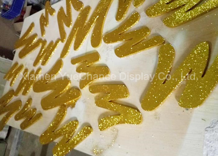 Custom Size PVC Snowflake , Christmas Tree Decorations With Gold Glitters