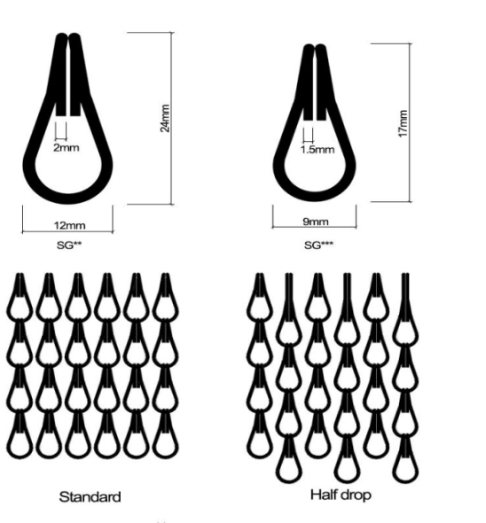 Aluminium Double Hook Chain Link Decorative Wire Mesh Door Curtain