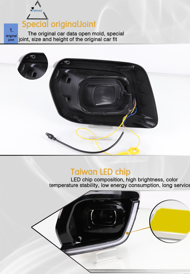 New Double Color Flexible Day Running Light Yellow And White For Ranger 2018-2020