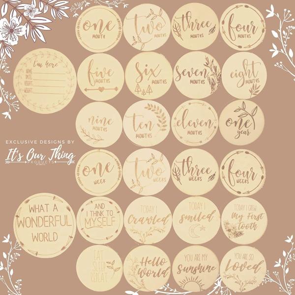 Custom Baby Milestone Cards 12 Pieces Baby Milestone Cards Wooden Commemorate