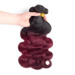 Pre-colored Ombre Hair Weave 3 Bundles with Closure 4x4 1b/99j Ombre Brazilian
