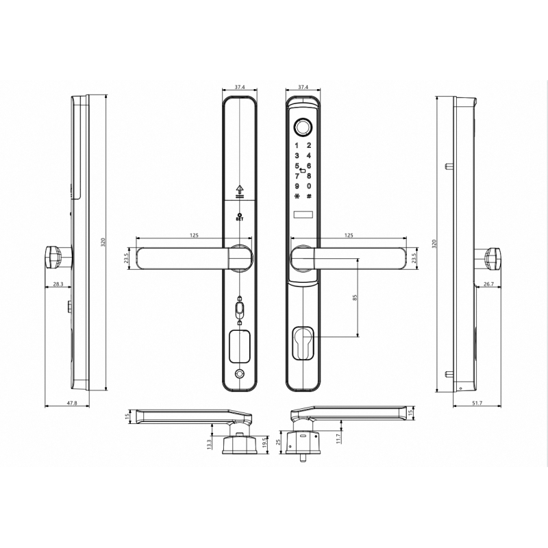Home Sliding Smart Door Lock Electronic Fingerprint Door Lock