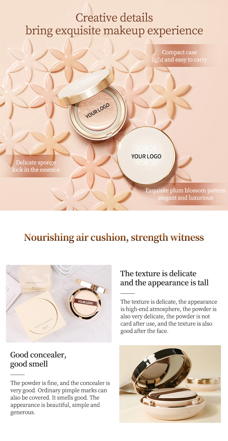 Cruelty-Free Vegan Full Coverage Waterproof BB & CC Cream Compact Foundation Cream SPF50+ Oil-contorl Cushion Foundation