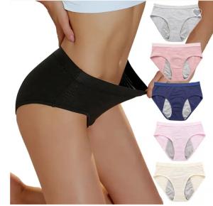 China In Stock 3 Layers Multi Color Leakproof Menstrual Panties  Cotton Brief Absorbent Period Underwear For Women wholesale