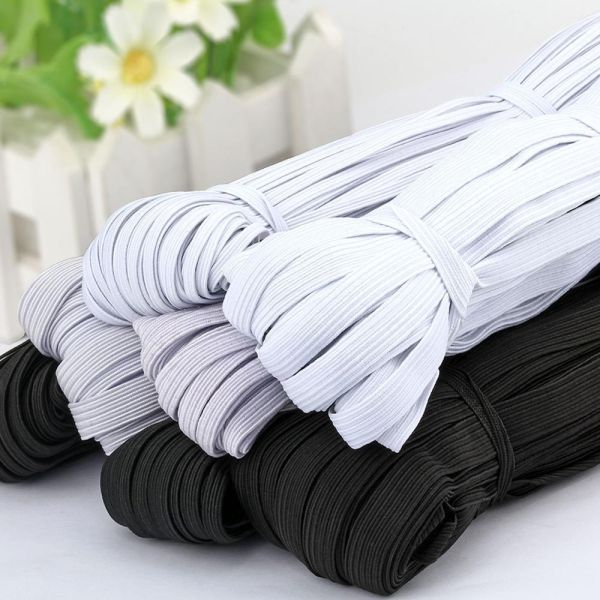 Various size flat elastic Custom 6mm bundle packing wholesale elastic band/White and black color elastic cord