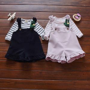 China 43.4in Striped Summer Children'S Clothing White Overalls Casual Strap Shorts wholesale