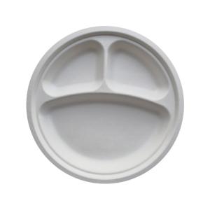 China Biodegradable Disposable Bagasse Three Compartment Paper Plates wholesale