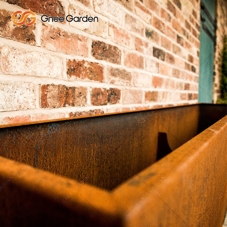 Custom Bespoke Planter Pot Long Rectangular Metal Planter Box for Outdoor Plant