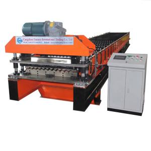China 850mm Corrugated Type Tile Forming Machine With Hydraulic Cutting wholesale