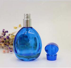 China Wholesale color glass bottle with UV plastic cap Glass Refill Empty Perfume Atomizer Spray bottle hot sell on sale