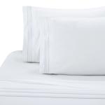 Poly Cotton 300tc Hotel White Embroidered Bed Sheet Quilt Cover Pillowcase Set