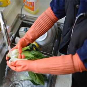 China Flocklined Extra Long Sleeve Rubber Gloves No Odor High Latex Content wholesale